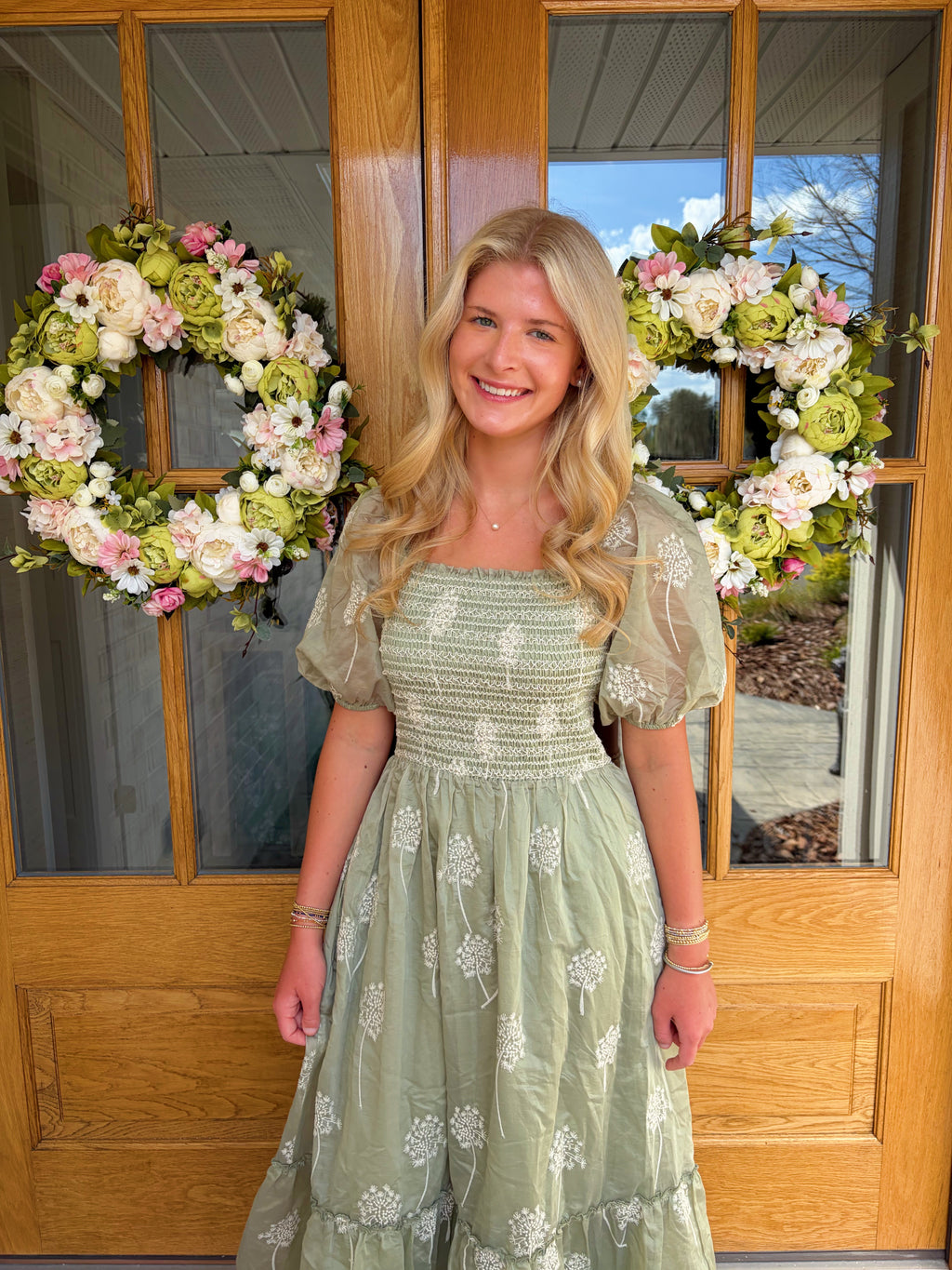 Nora Embroidered Smocked Maxi Dress