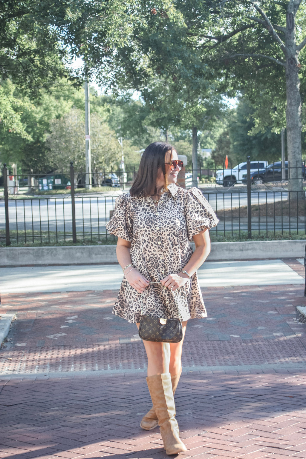 Maud Leopard Puff Sleeve Mini Dress