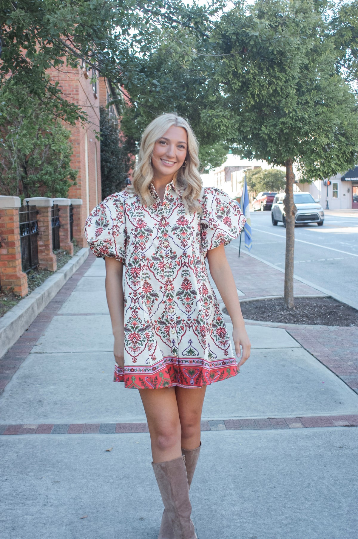 Mae Print Puff Sleeve Mini Dress