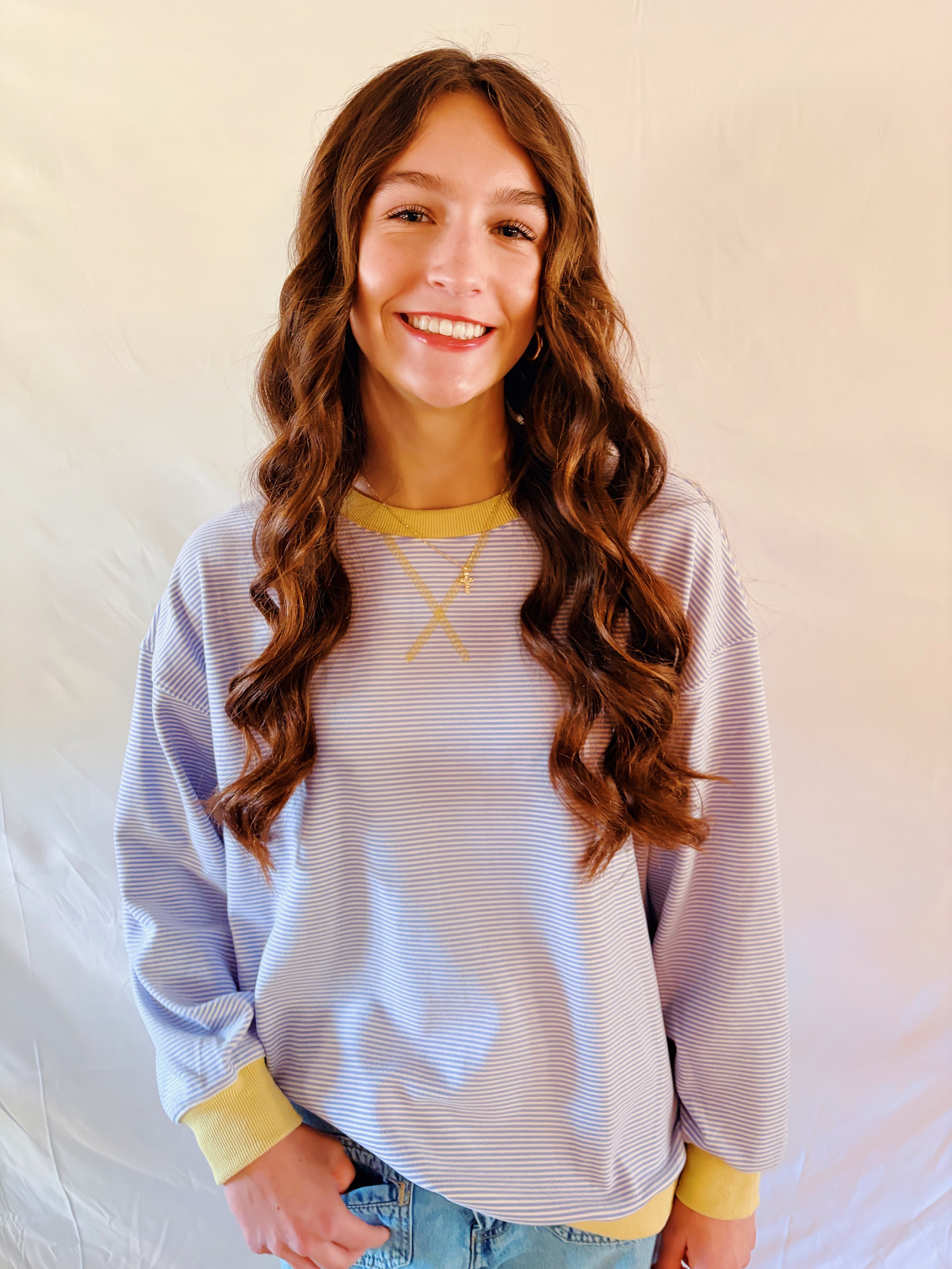 Blush & Lavender Stripe Sweatshirt