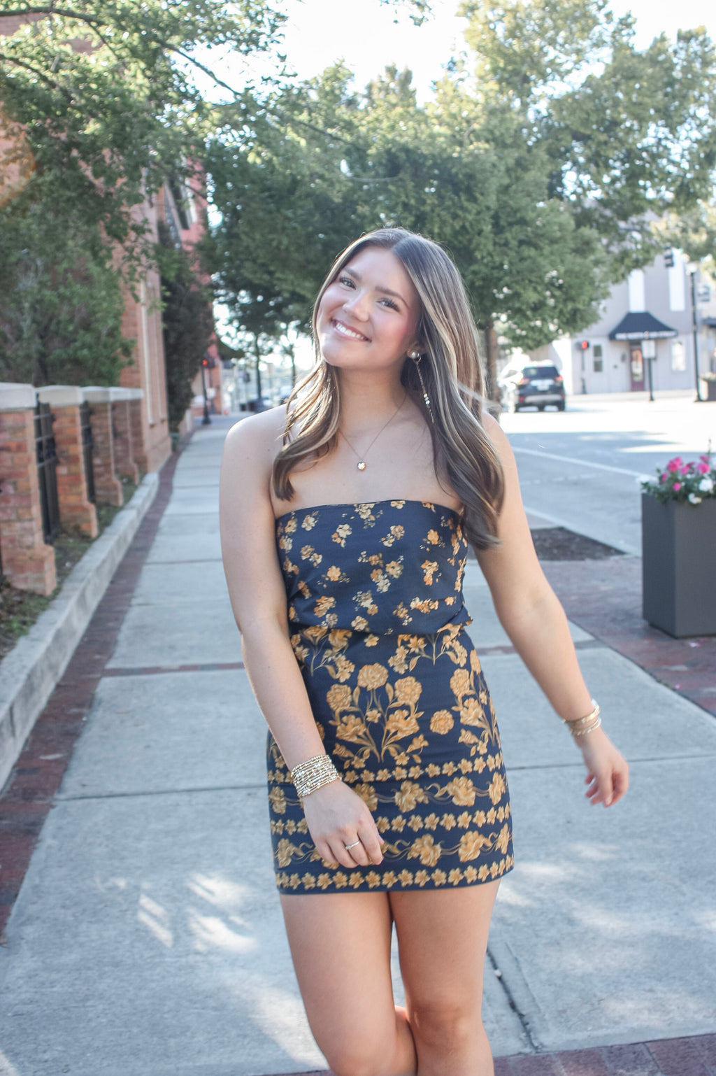 Susie Floral Strapless Mini Dress
