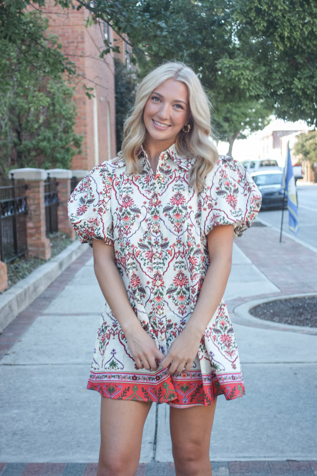 Mae Print Puff Sleeve Mini Dress
