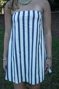 Caroline Striped Strapless Mini Dress