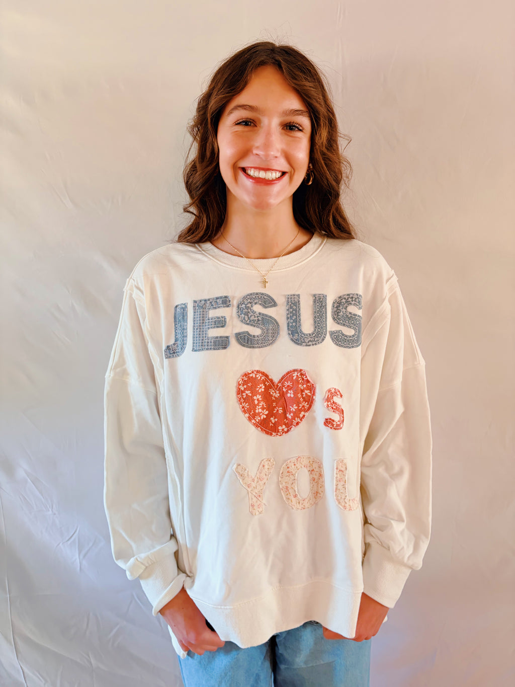 Jesus Loves You Patchwork Sweatshirt