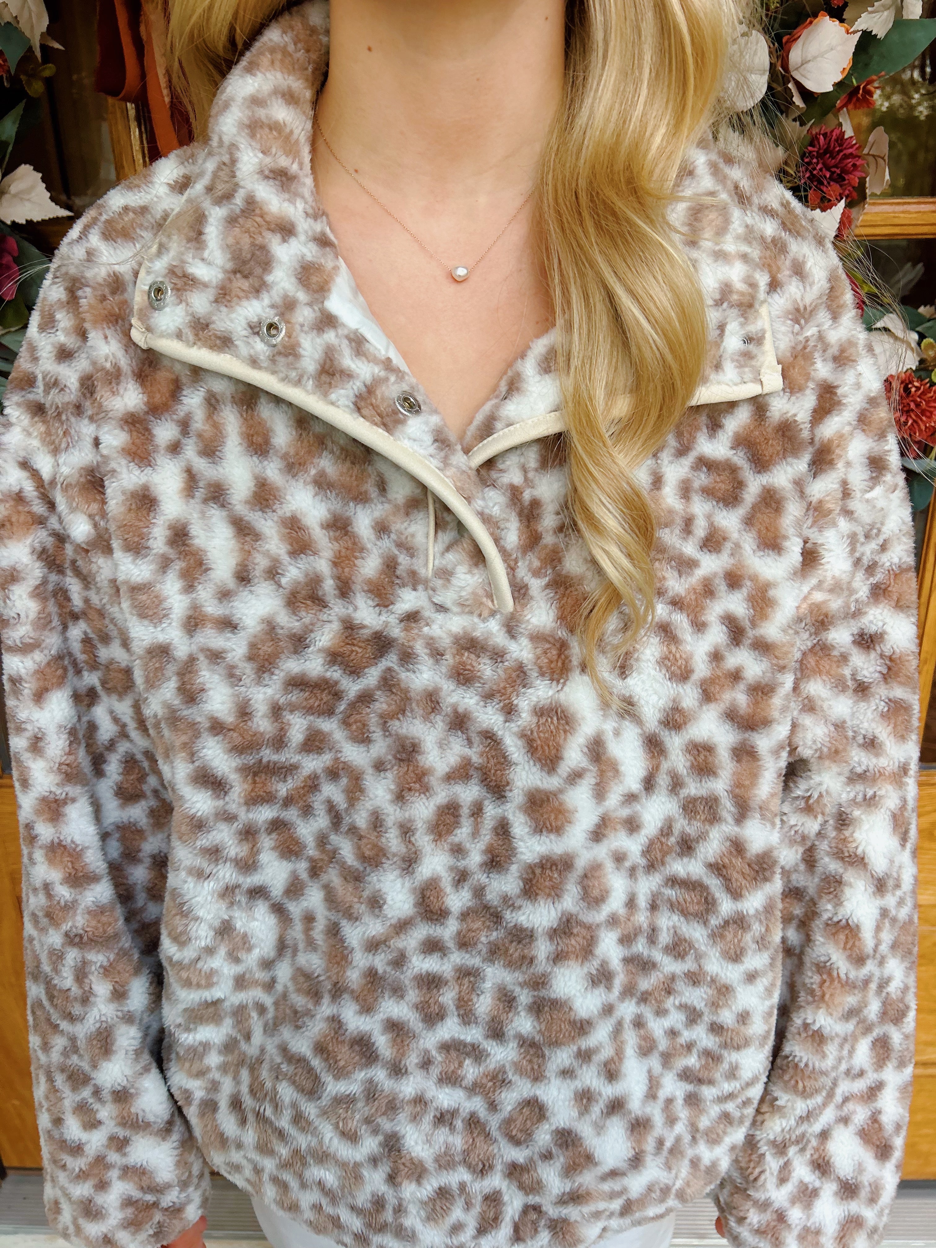 Leopard Print Fleece Pullover
