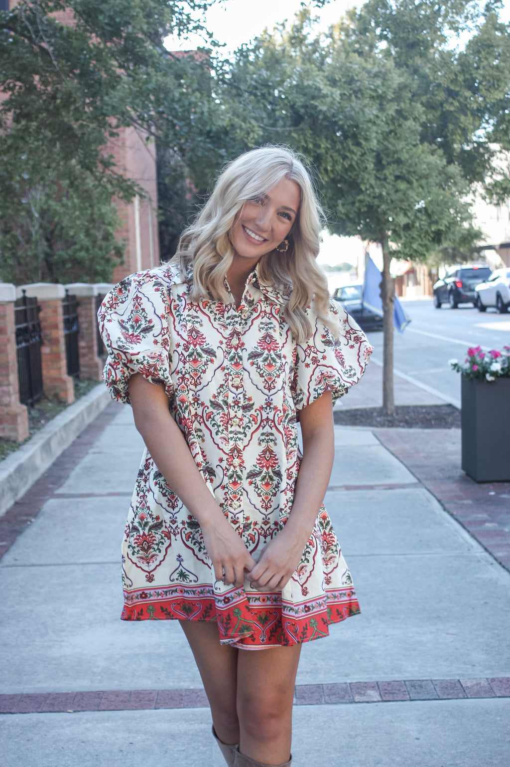 Mae Print Puff Sleeve Mini Dress