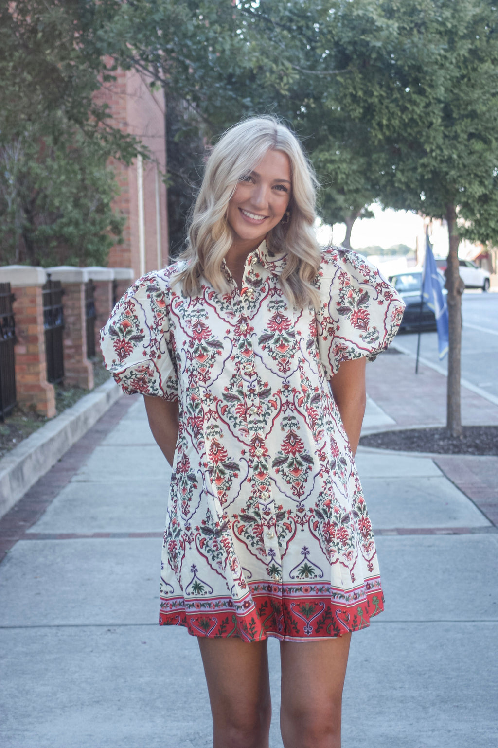 Mae Print Puff Sleeve Mini Dress