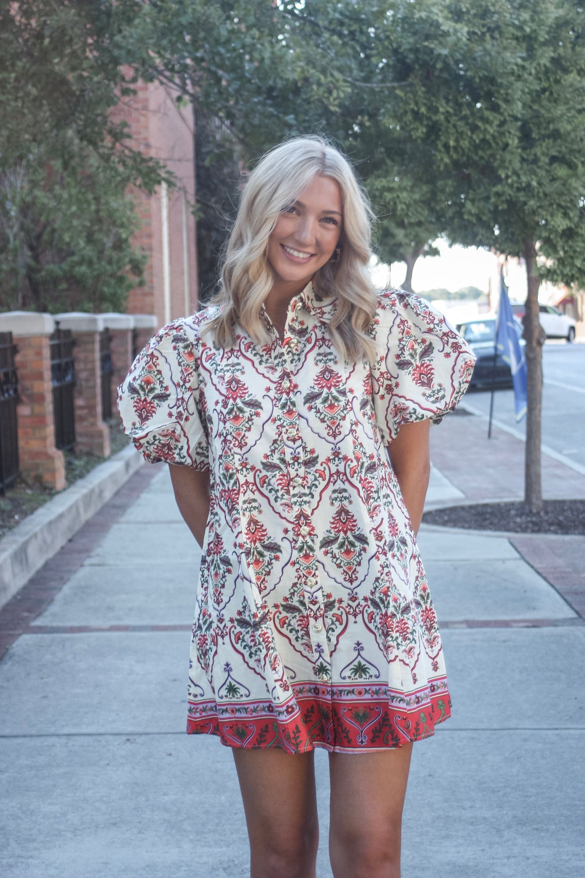 Mae Print Puff Sleeve Mini Dress