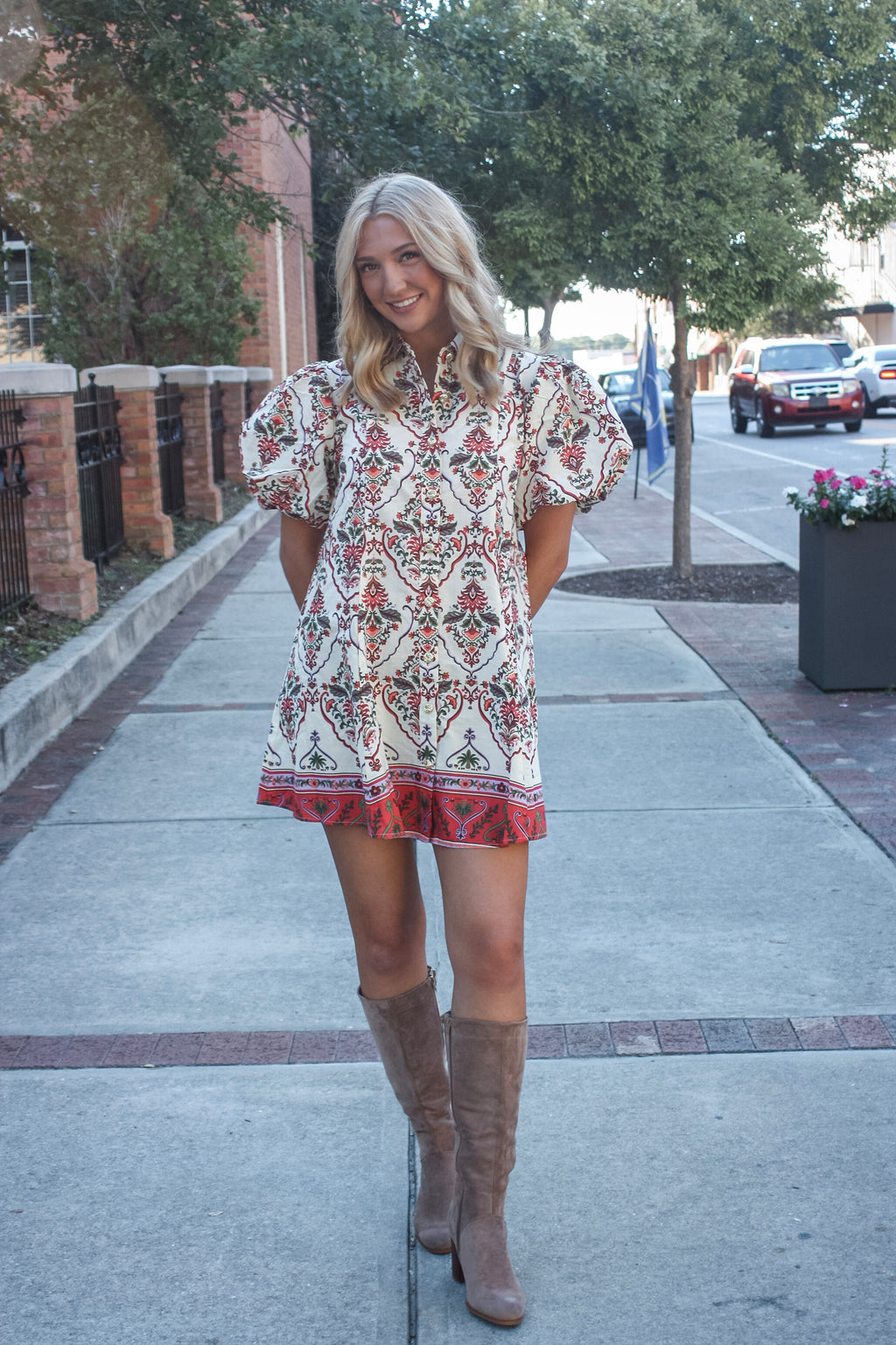 Mae Print Puff Sleeve Mini Dress