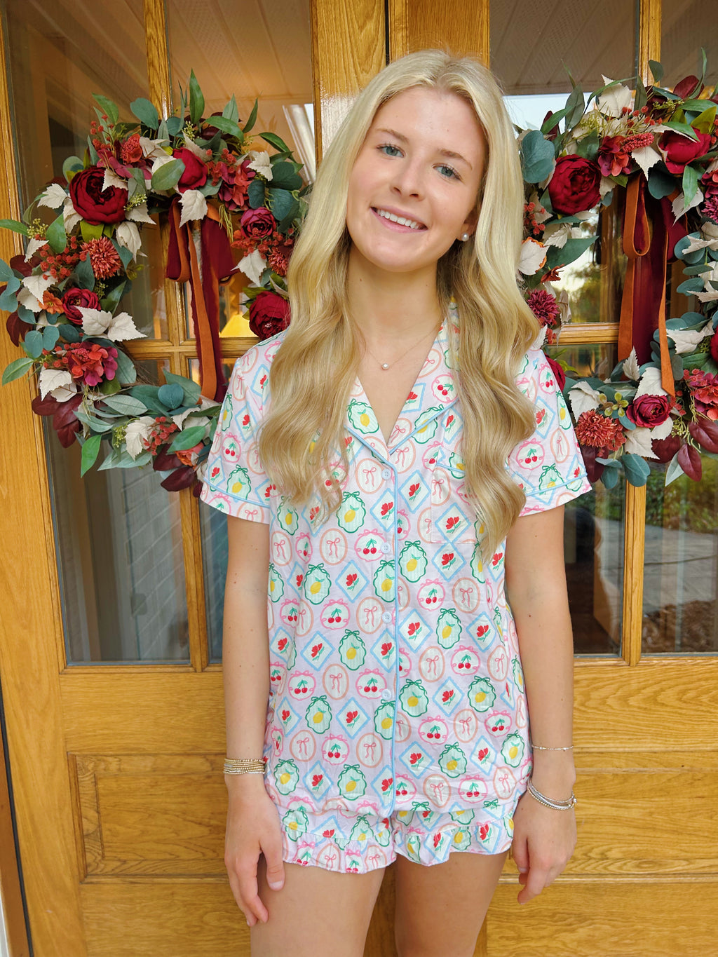 Fruit Ruffle Hem PJs