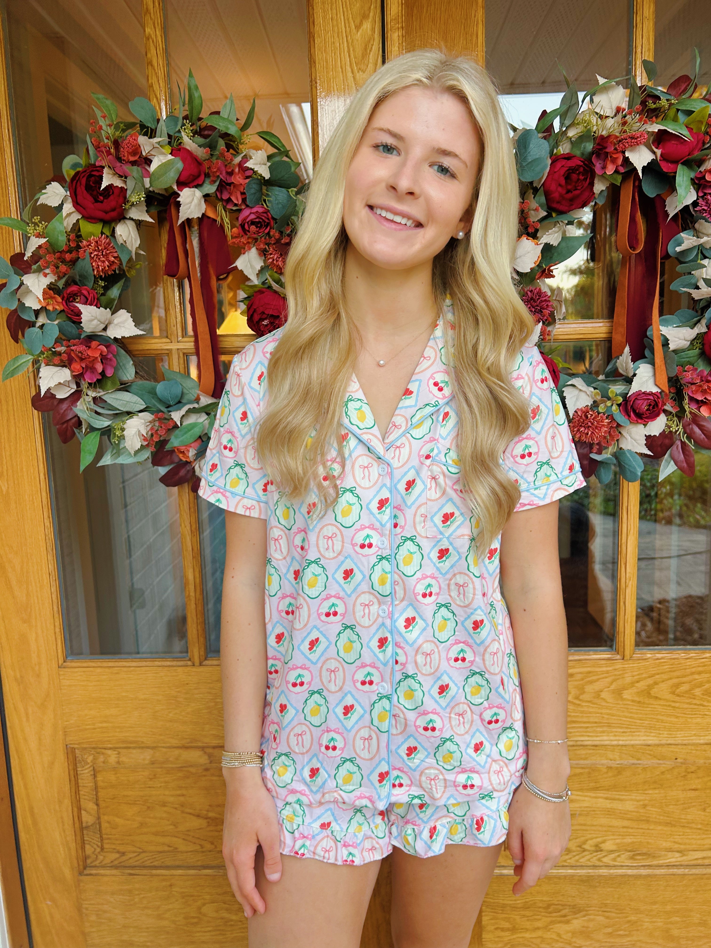 Fruit Ruffle Hem PJs