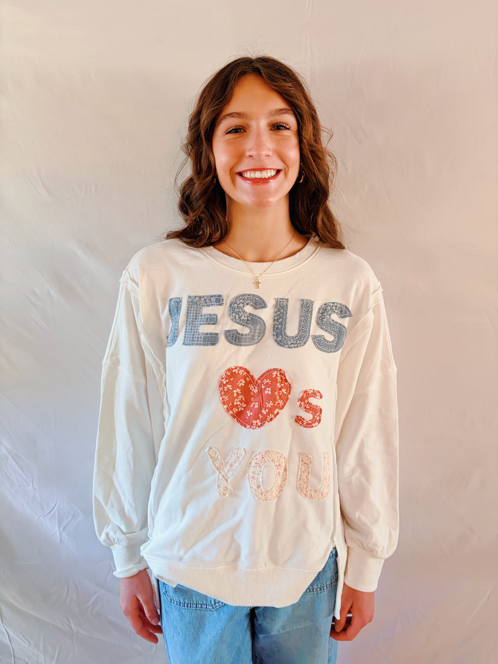 Jesus Loves You Patchwork Sweatshirt