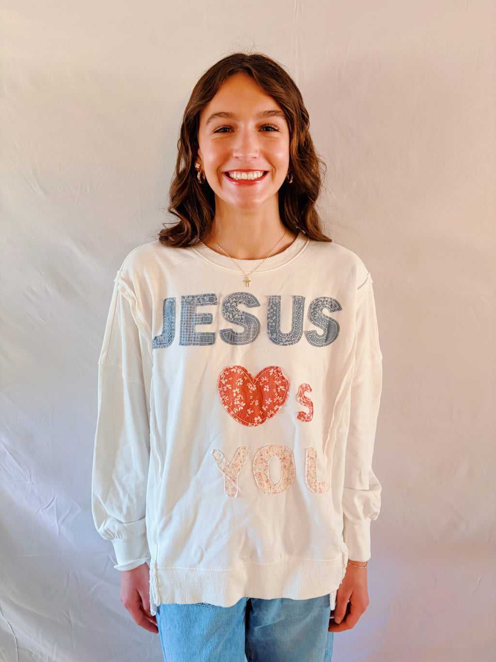 Jesus Loves You Patchwork Sweatshirt