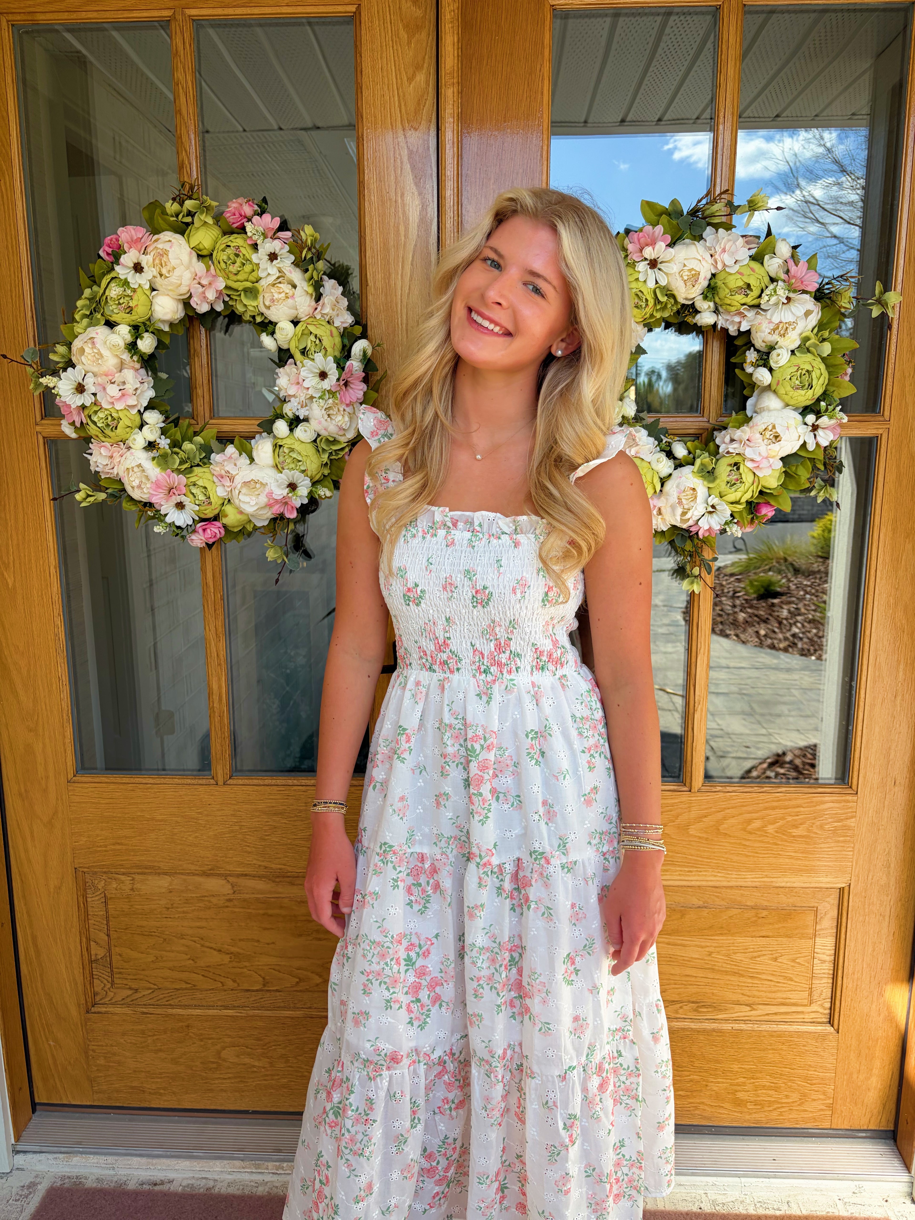 Rosa Smocked Floral Midi Dress