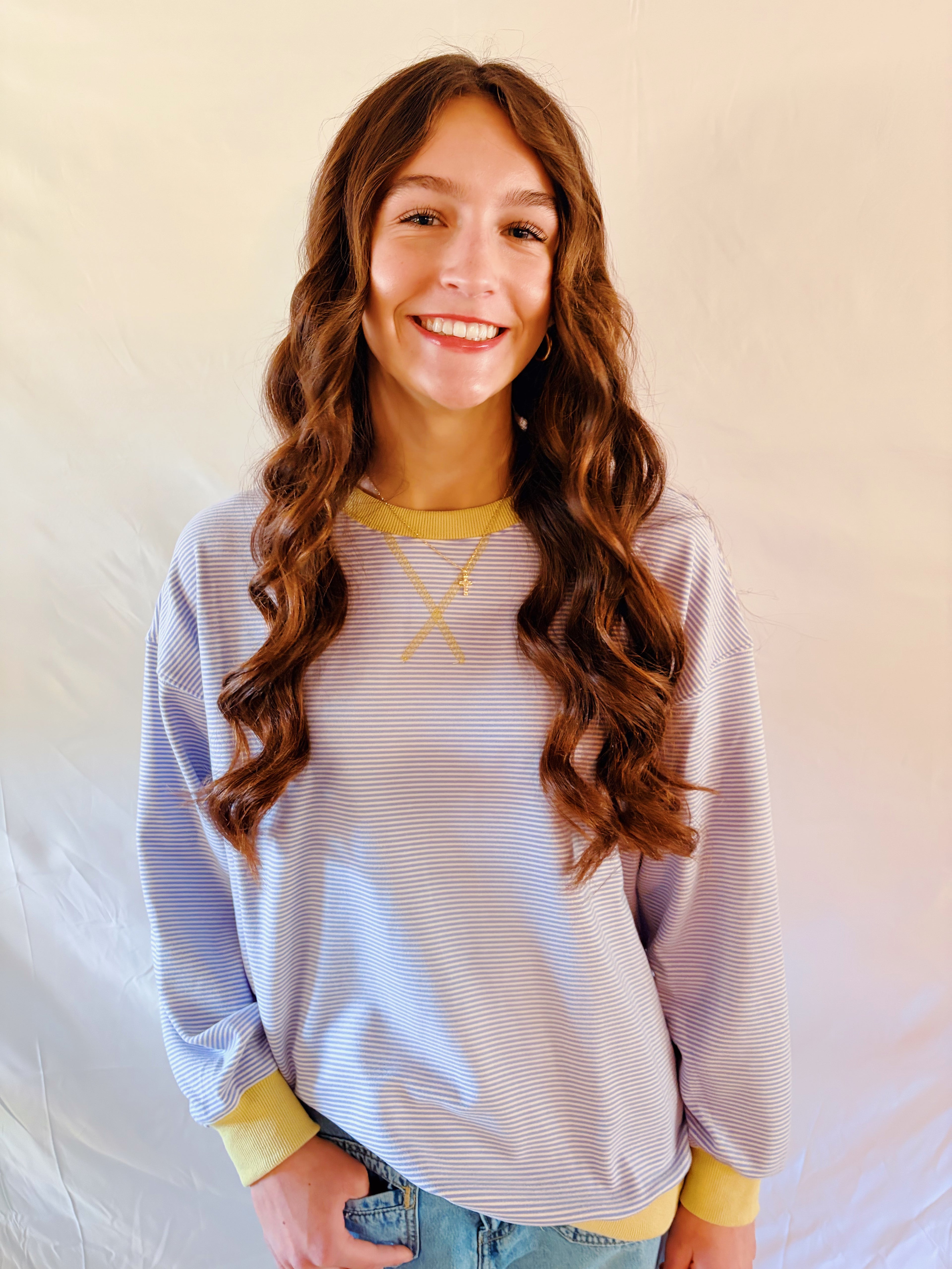 Blush & Lavender Stripe Sweatshirt