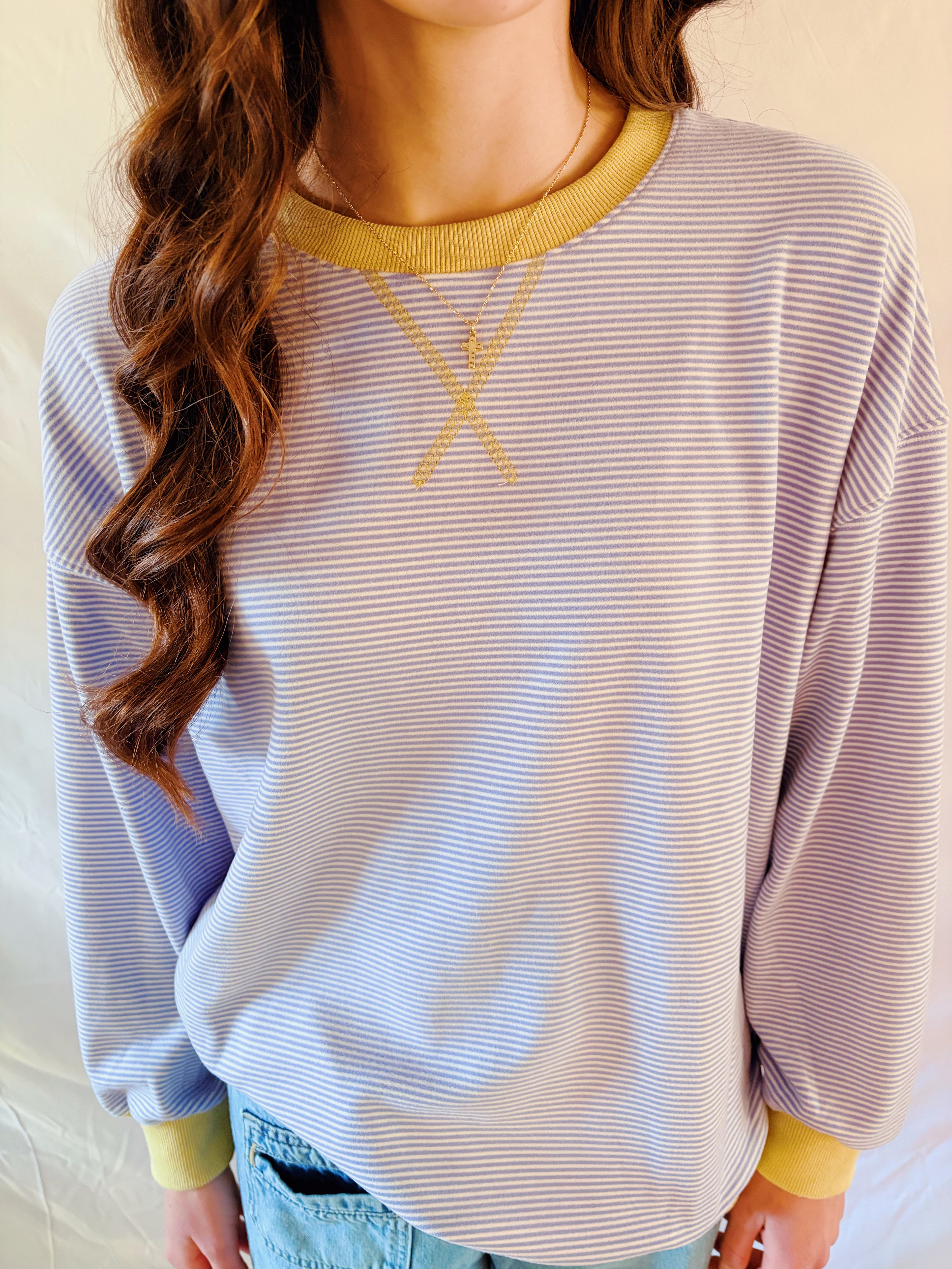 Blush & Lavender Stripe Sweatshirt