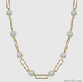 Gold Open Oval and Pearl Beaded 16"-18" Necklace